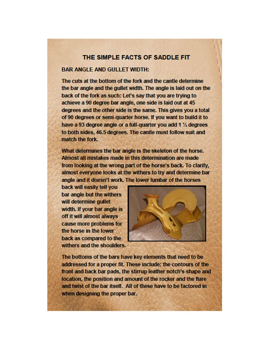 Details on bar angle and gullet width