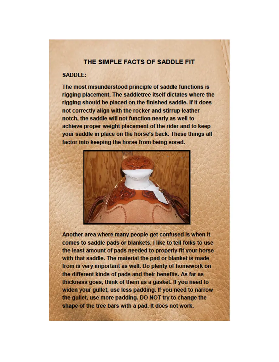 Saddle fit guide with text and image
