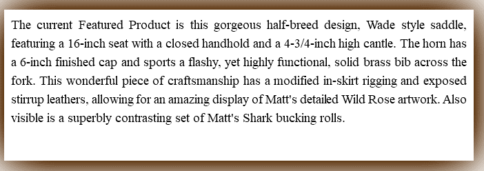Detailed description of saddle features